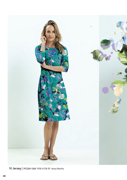 Flowers Emerald - Viscose Jersey - Turquoise