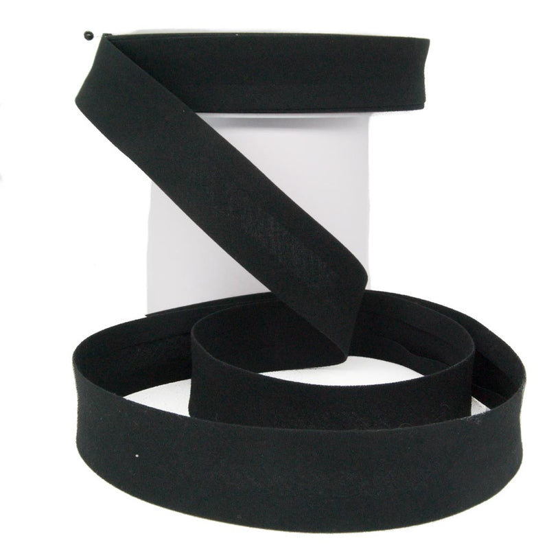 Black 25mm polycotton bias binding trails from a reel