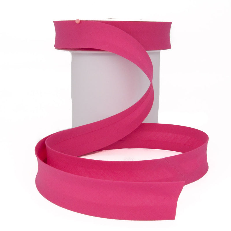 Cerise 25mm polycotton bias binding trails from a reel