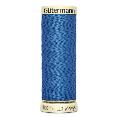 A reel of Gutermann sew-all thread with the codes of all Gutermann blue thread available in the listing