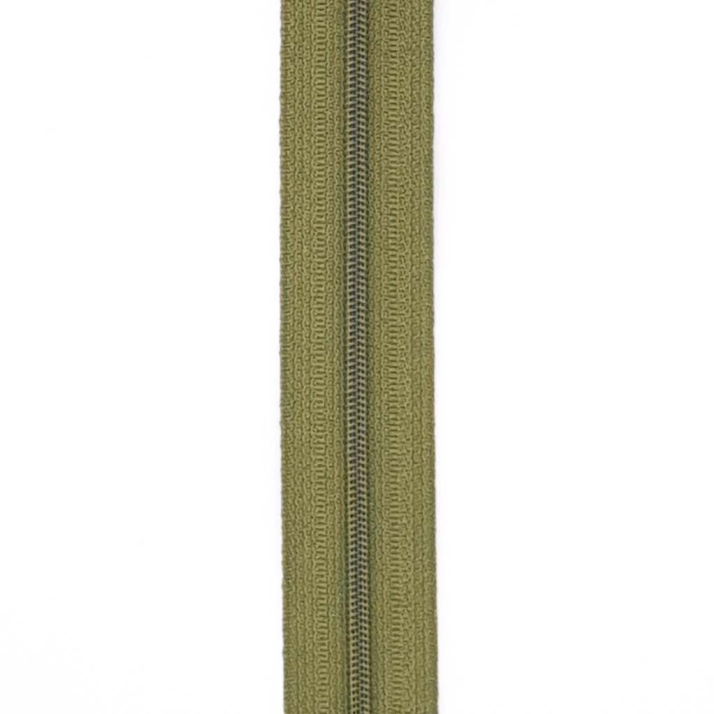 Continuous Zip Tape - No 3 Nylon 3mm - Olive Green