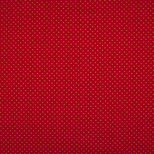 2mm gold lacquer pin spots are printed on a red cotton christmas fabric