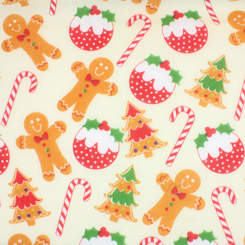 Gingerbread Man & Candy Canes - Christmas Polycotton