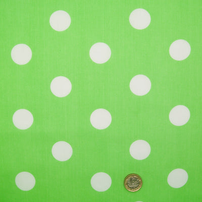 Large White Spot on Flo Green - 25mm Spot - Polycotton