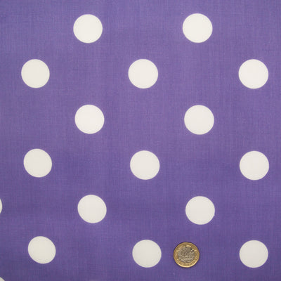 Large White Spot on Purple - 25mm Spot - Polycotton