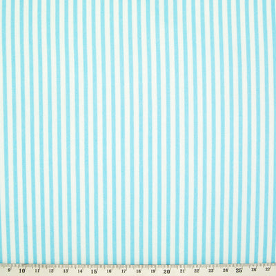 Candy Stripe Polycotton - Sky Blue and White