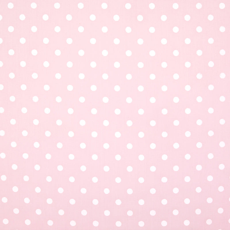 White Pea Spot on Pastel Pink - Polycotton