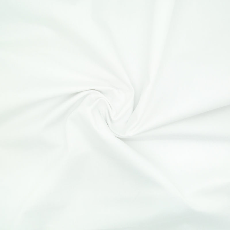 Plain white cotton poplin fabric in a swirl