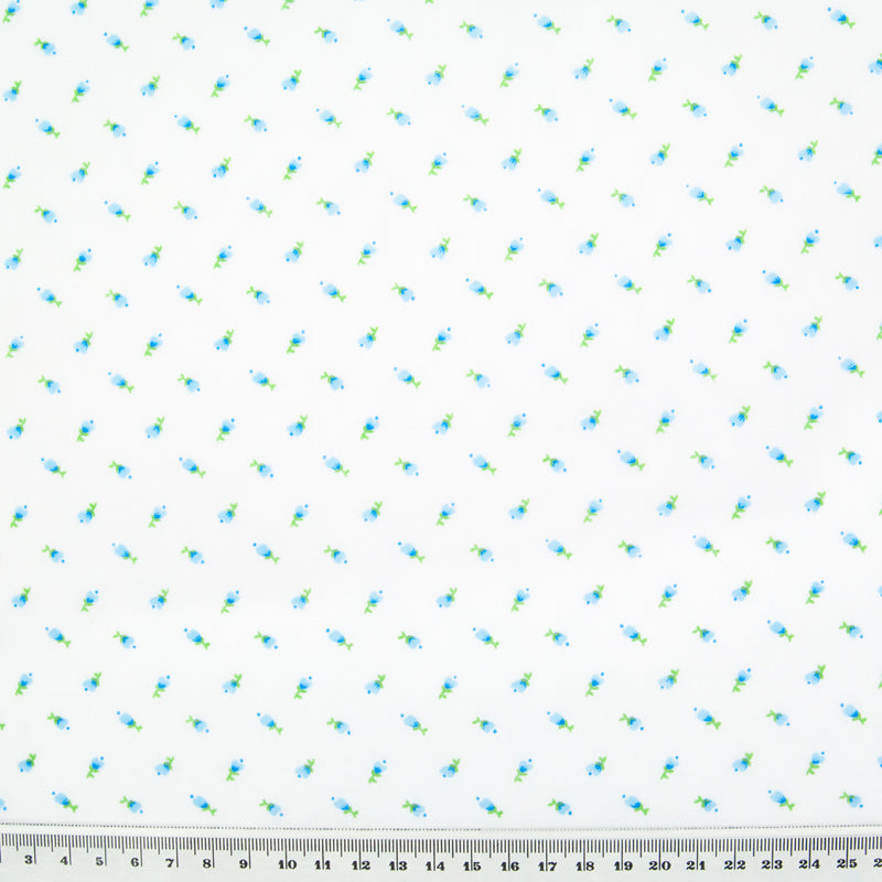 Mini Tulip - Blue on White Polycotton