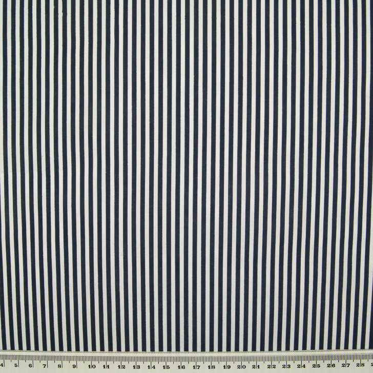 Candy Stripe Polycotton - Navy and White
