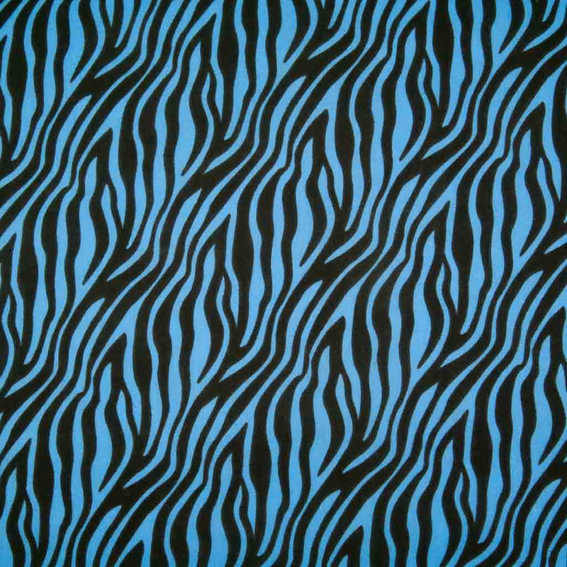 Zebra print polycotton fabric in blue and black