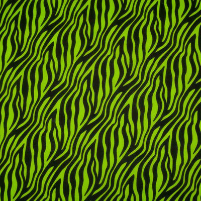 Zebra print polycotton fabric in green and black