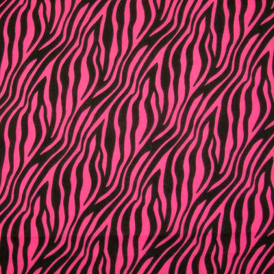 Zebra print polycotton fabric in hot pink and black