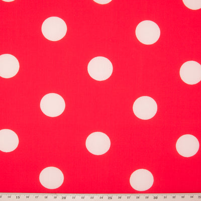 White on Red 25mm Spot - Polycotton