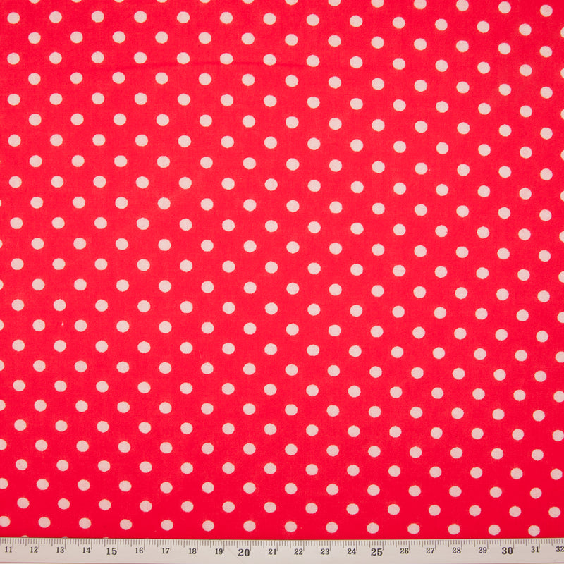Pea Spot - 4mm White Spots on Red