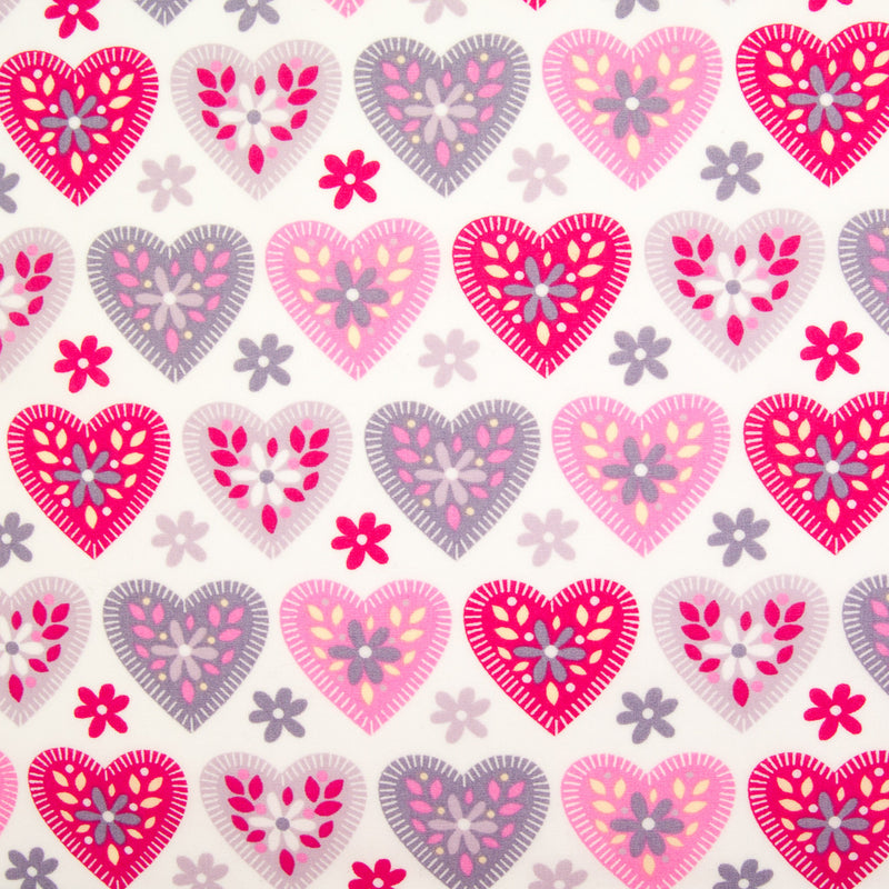 Hearts & Daisies by Rose & Hubble - 100% Cotton Poplin - Pink
