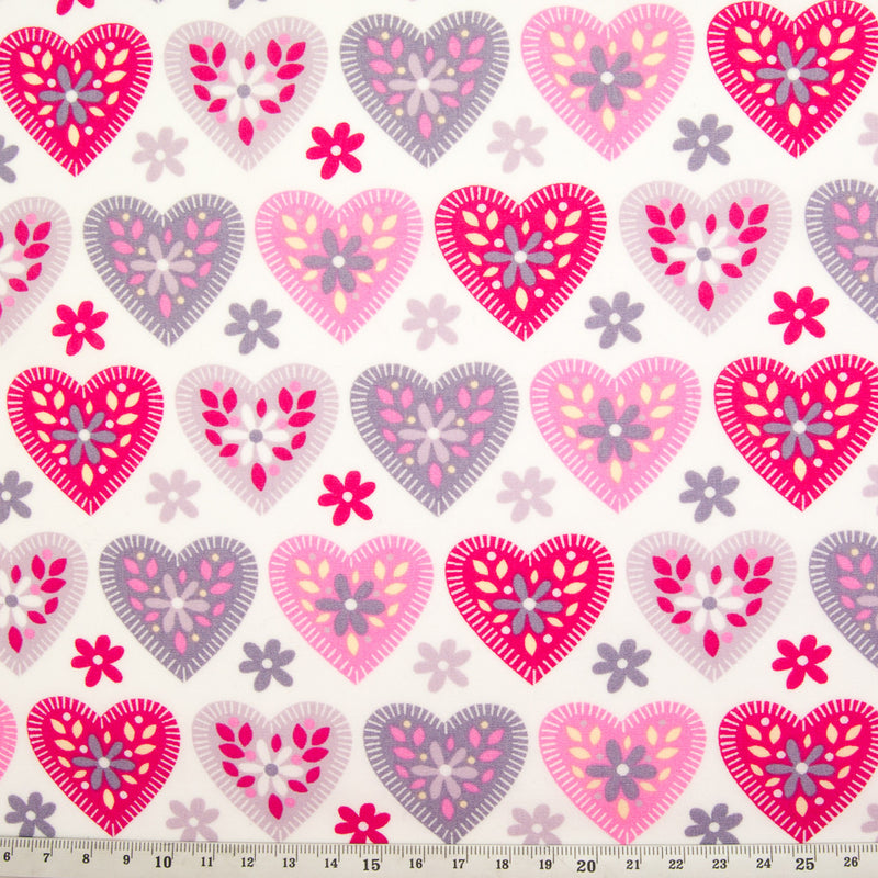 Hearts & Daisies by Rose & Hubble - 100% Cotton Poplin - Pink
