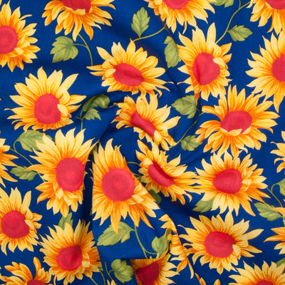 Sunflowers by Rose & Hubble - 100% Cotton Poplin - Royal Blue