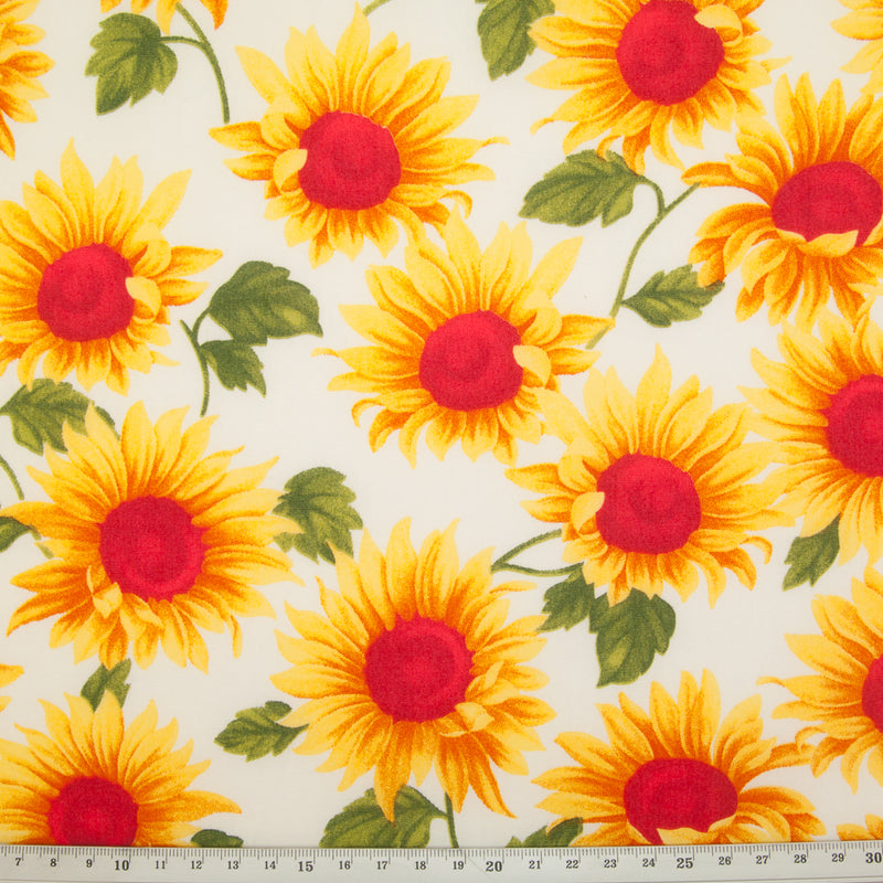 Sunflowers by Rose & Hubble - 100% Cotton Poplin - White