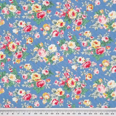 Fat Quarter Bundle - Copen & Lemon Floral - 100% Cotton Fabric