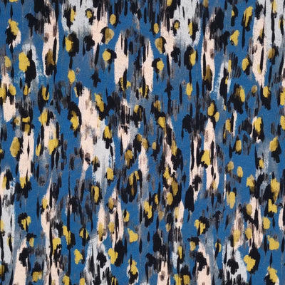 An animal skin print in a blue colourway printed on a viscose jersey fabric