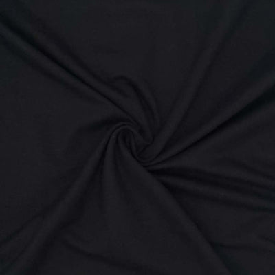 A plain black single cotton jersey fabric