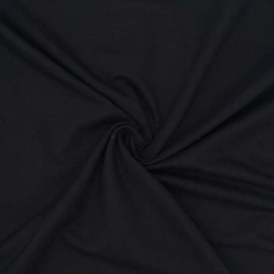 A plain black french terry loopback fabric