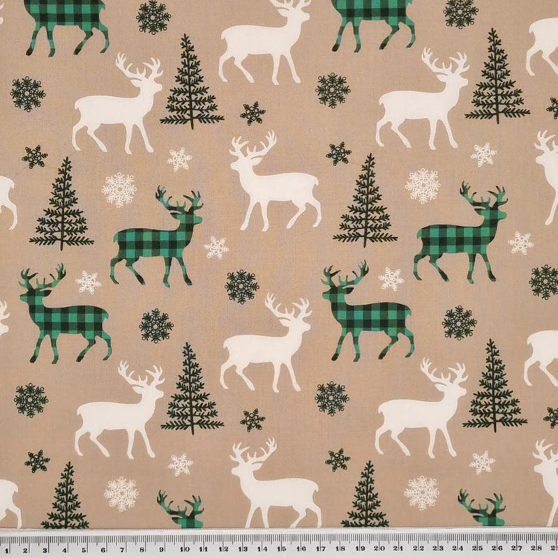 Christmas Fat Quarter Bundle - Cotton Fabric - Reindeer & Tartan