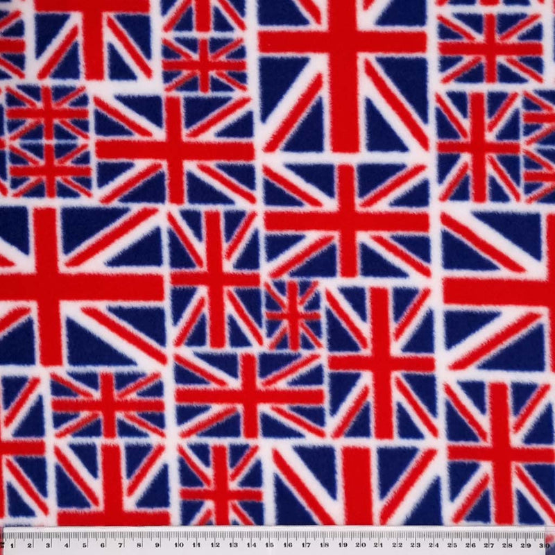 Scattered Union Jack Flags - 100% Polyester Fleece