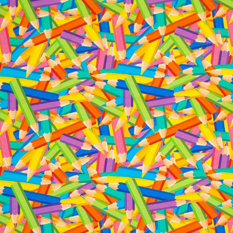 scattered coloured pencils printed by Little Johnny.  