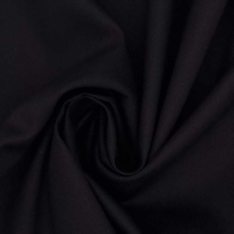 Plain black cotton drill fabric