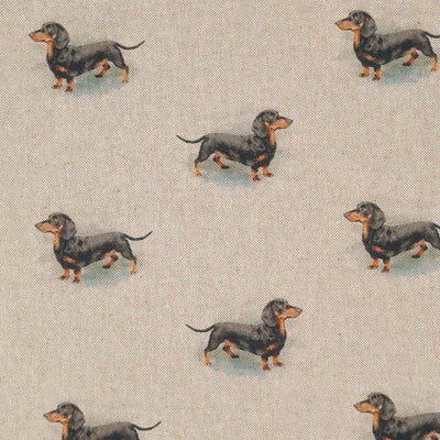 Dachshund dogs printed on a craft canvas fabric