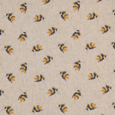 Miniature bumblebees printed on a craft canvas fabric