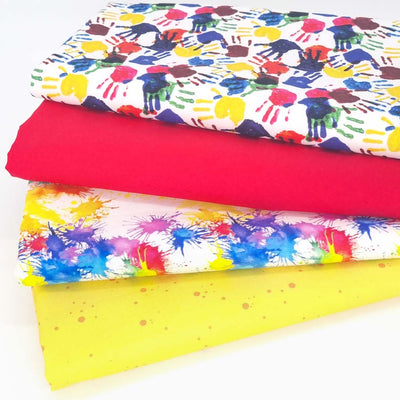 A fat quarter fabric bundle of 4 paint splash designs