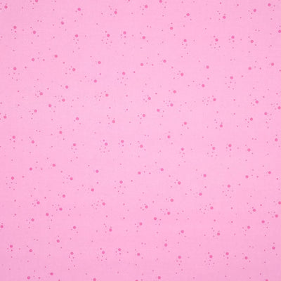 Dark pink speckled spots printed on a candy pink, 100% cotton fabric