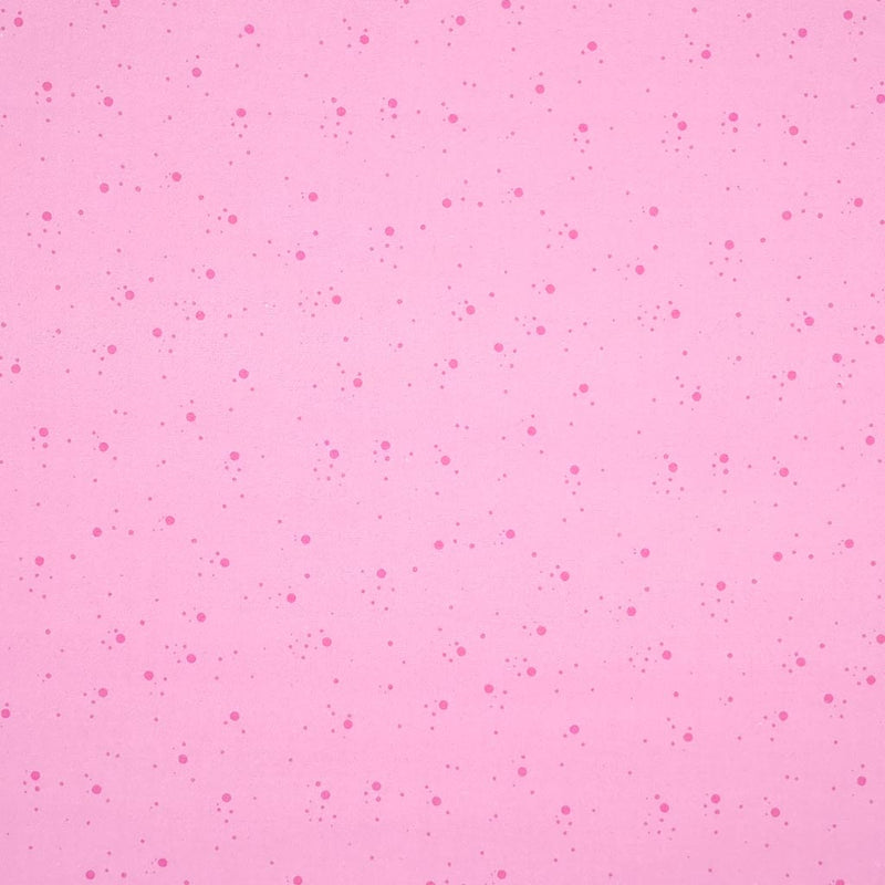 Dark pink speckled spots printed on a candy pink, 100% cotton fabric