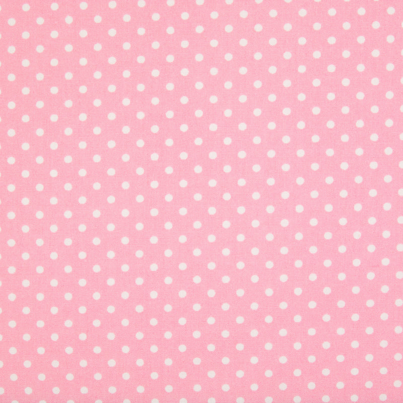 Rose & Hubble White Mini Spot on Pink -  100% Cotton Poplin