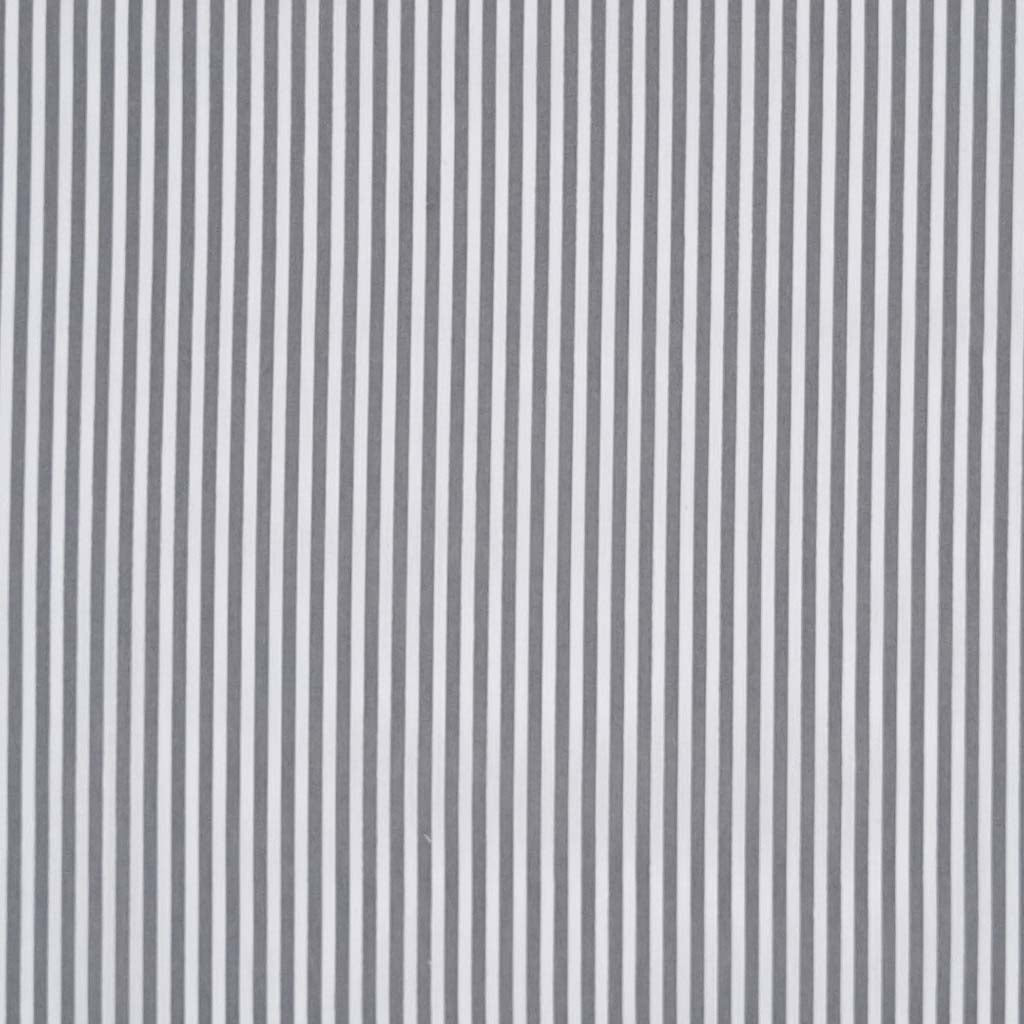 A polycotton printed with grey and white 3mm candy stripe