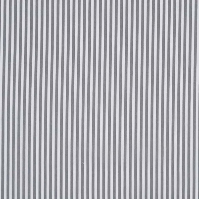 A polycotton printed with grey and white 3mm candy stripe