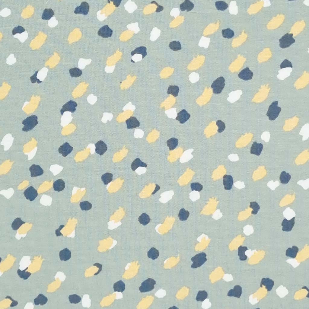 Sketchy Spots - Organic French Terry Jersey Fabric - Sage Green