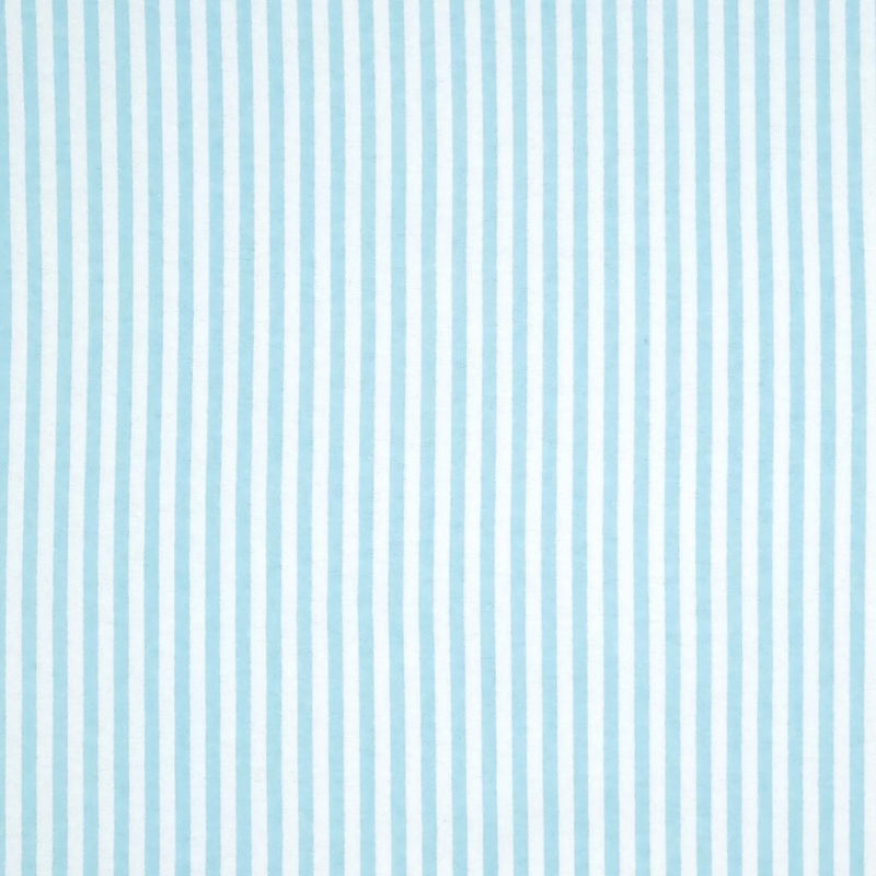 Baby blue and white candy stripes printed on a soft brushed polycotton winceyette.